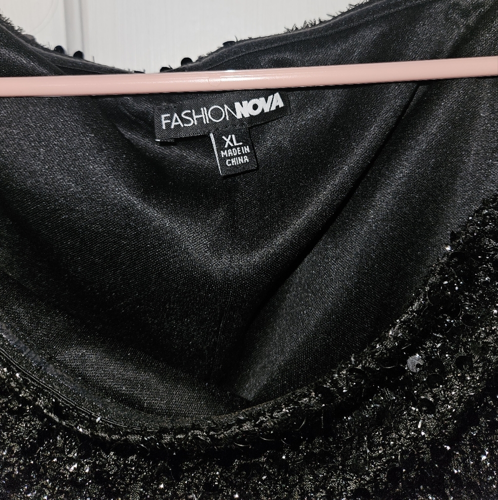 Knee Length Black Sequin Dress